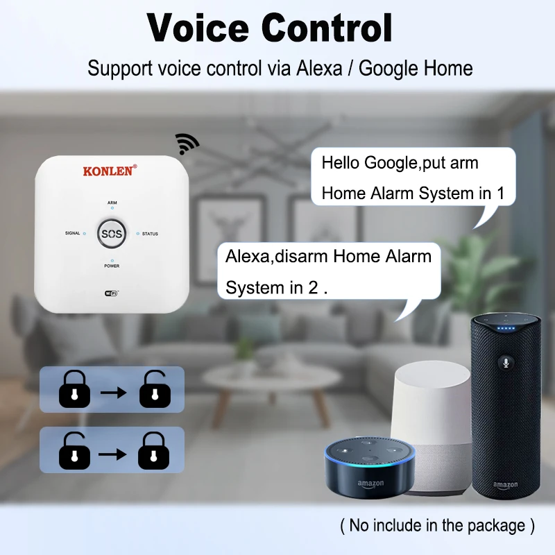 KONLEN Tuya Smart Life MINI WIFI GSM домашняя система сигнализации беспроводная с IP видео