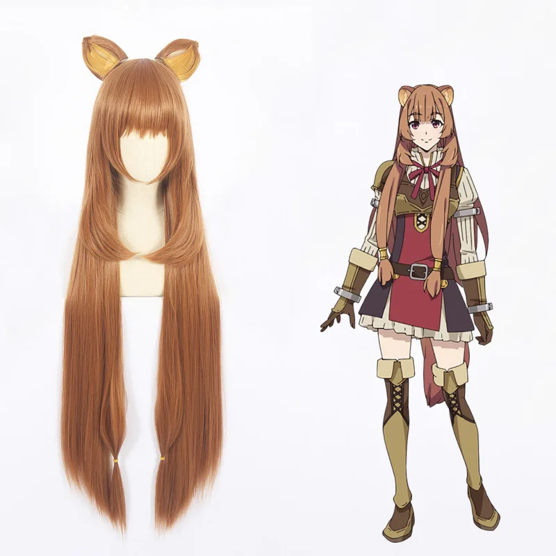 

Парик для косплея аниме Tate no Yuusha no nose agari Raphtalia, парик с ушами, поднимающий щит, длинный прямой женский парик из аниме