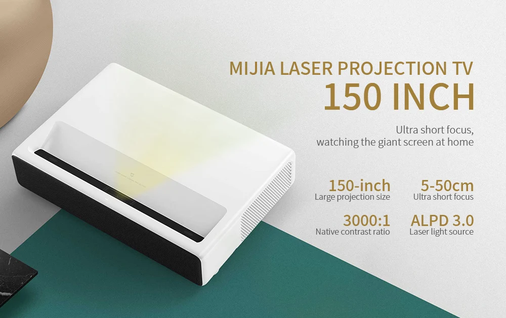 Xiaomi Mijia, Ультра короткий лазерный проектор на английском языке, 150 дюймов, 5000 ANSI, 1080 P, 4 K, Android, домашний ТВ-кинотеатр, WiFi, BT