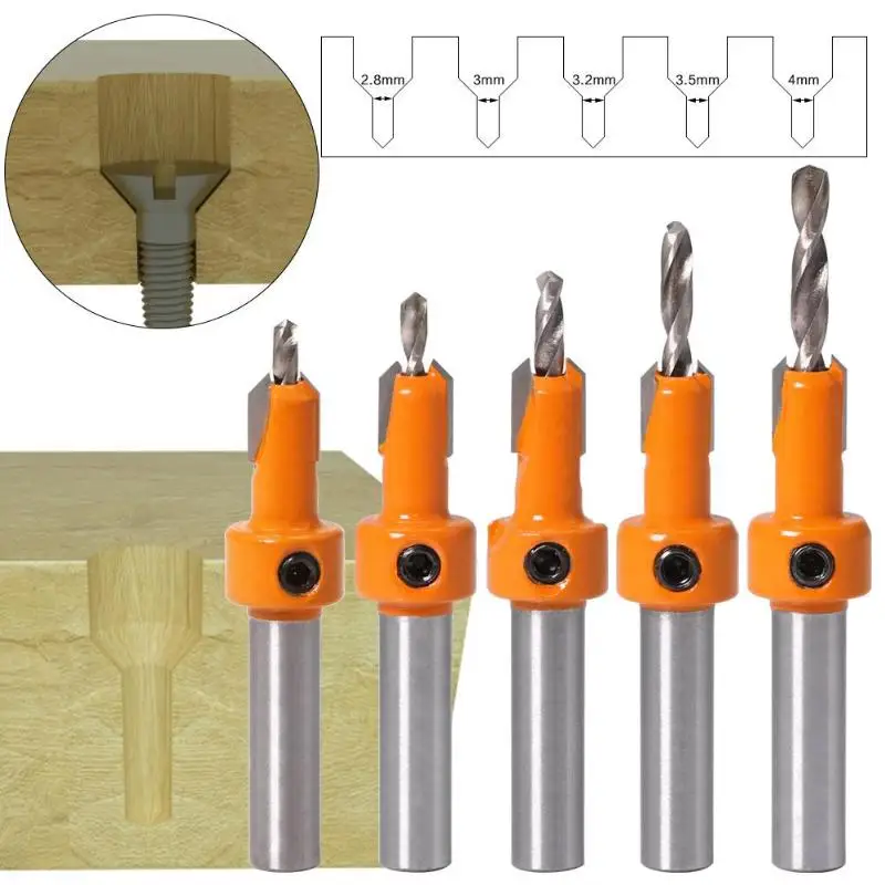 5 шт./компл. сверла с зенкером зенкер для деревообработки конусное сверло