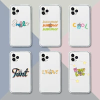 words letters sentence phone case transparent for iphone 13 12 11 pro mini xs xr x max 5 6 s 7 8 plus soft clear mobile bags