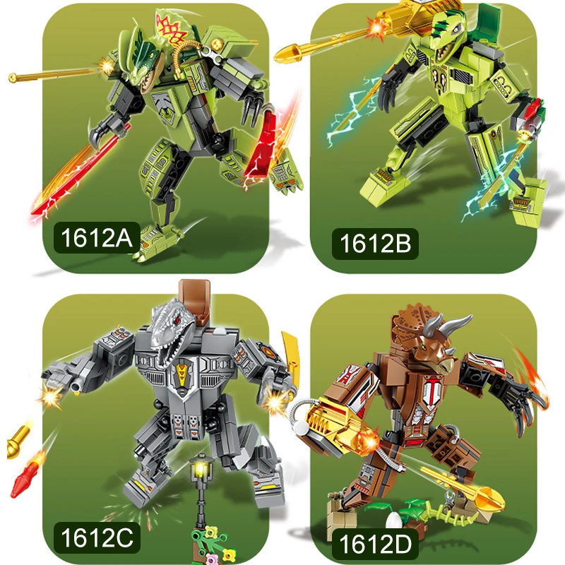 705Pcs 4 IN 2 Jurassic Armed Mechanical Tyrannosaurus Pterodactyl Raptor Dinosaur Building Blocks Animal Park Brick Assemble Toy | Игрушки и