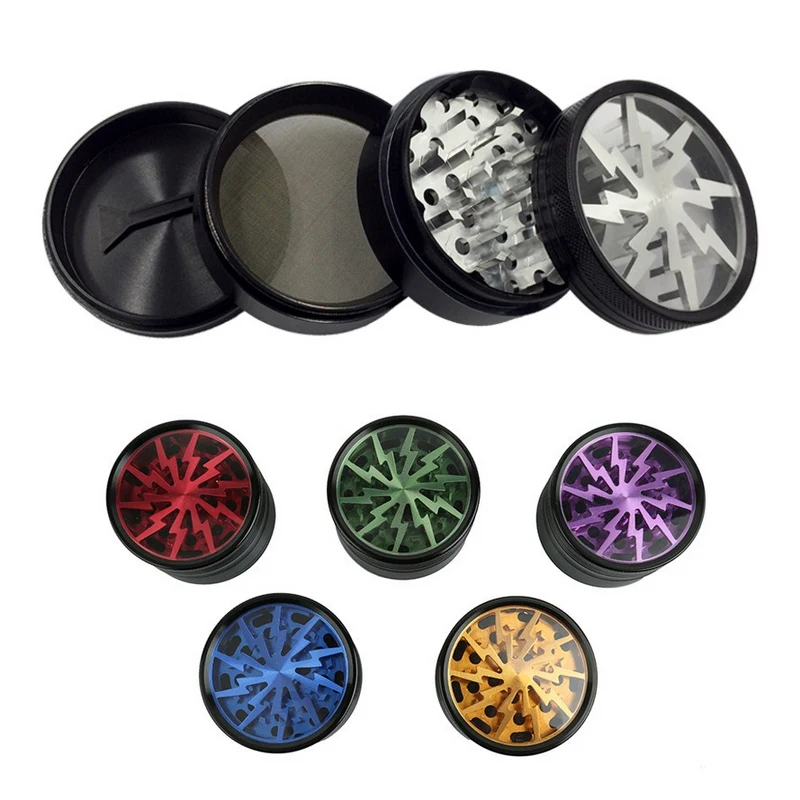 

4 Layers Lightning-shaped Smoking Herb Grinders Tobacco Cigarette Lightning Grinders Fumar Hierba Smoke Grinders Dia.63mm
