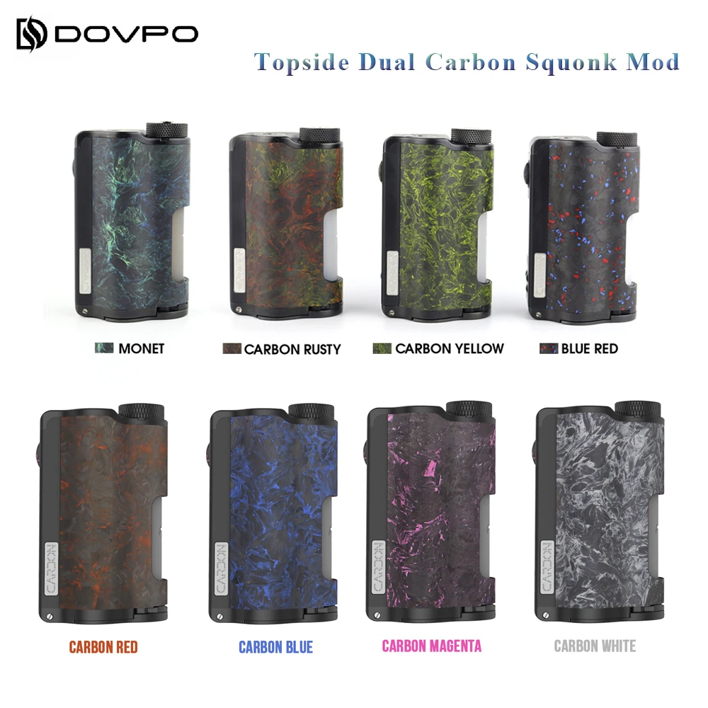 DOVPO Topside Dual Carbon Squonk Mod с YIHI Chip Suit dual 18650 батарея Max 200 Вт электронная сигарета бокс мод