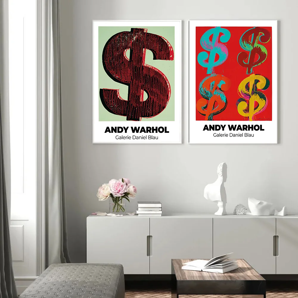 

Dollar Sign HD Andy Warhol Image Nordic Poster Wall Art Print Exhibition Canvas Painting Decor Pictures for Living Room