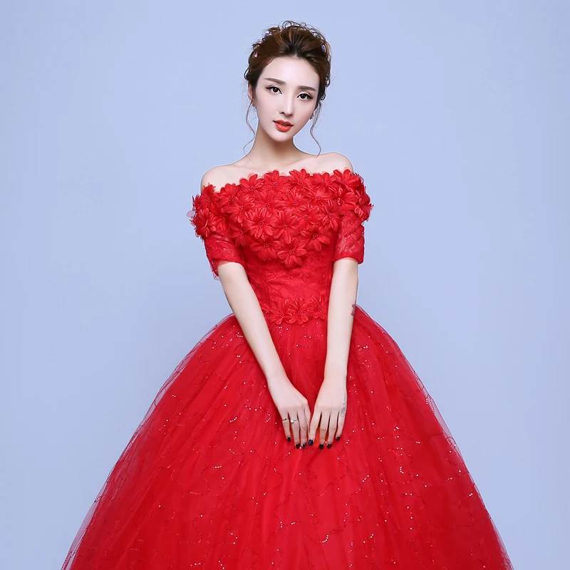 Свадебное платье большого размера для невесты красное белое свадебное с