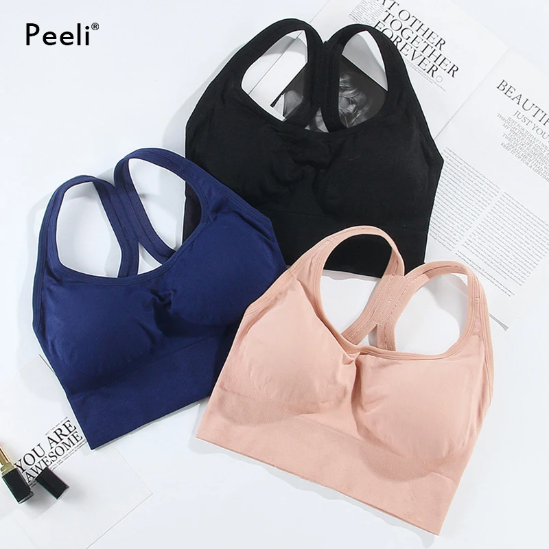 Peeli бесшовный спортивный бюстгальтер с открытой спиной Топ для женщин спортивная