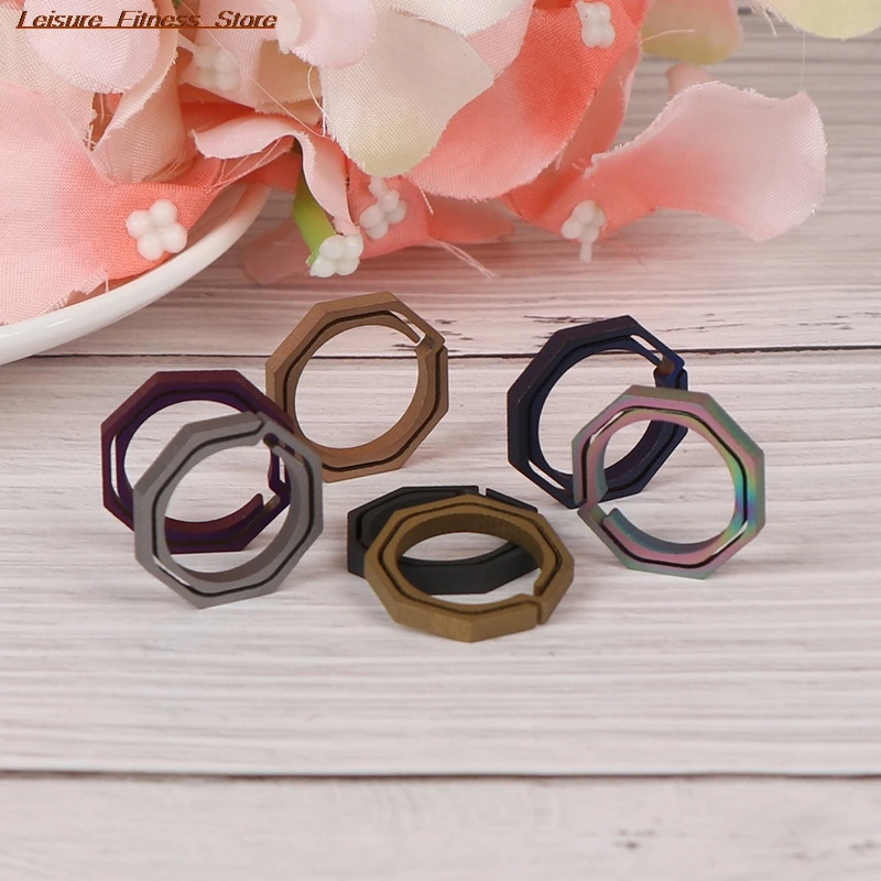 

1PC Titanium Alloy TC4 Key Chain Ring Handmade Buckle Keychain Men Key Holder Metal Car Octagon Key Ring 7 Colors