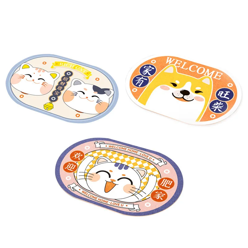 

New Cartoon Cute Style Door Mat Home Cartoon 3D Oval Carpet Mat Room Decoration Teenager Carpet Door Mat Protective Floor Mat