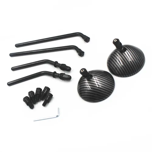 Круглые боковые зеркала заднего вида для мотоцикла карбоновые Harley Honda Yamaha Kawasaki