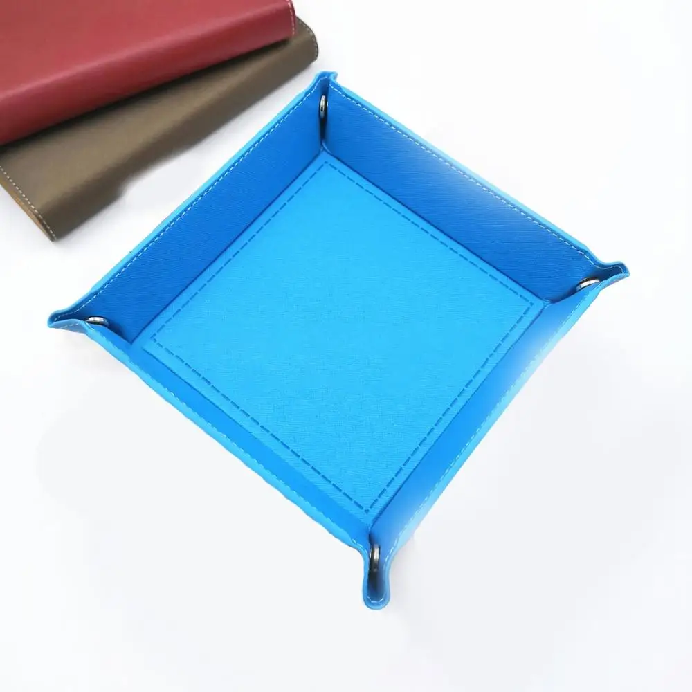 Blue Новые поступления из искусственной кожи складные квадратные игральные кубики лоток фиолетовый коробка с кубиками для ролевых игр - Цвет: Blue