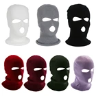 Защитная Лыжная маска на все лицо, шапка, Балаклава с 3 отверстиями, армейские тактические ветрозащитные вязаные шапки из CS, зимние теплые шапки унисекс