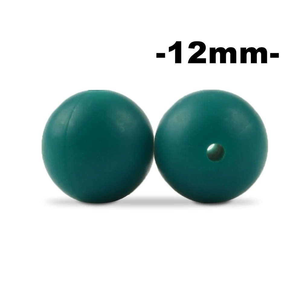 atrovirens LOFCA, 12 мм, 100 шт., силиконовые бусины для прорезывания зубов, Прорезыватель для зубов, ожерелье для кормления ребенка, соска, зажим для ухода за полостью рта, не содержит бисфенола, пищевой, цветной - Цвет: atrovirens