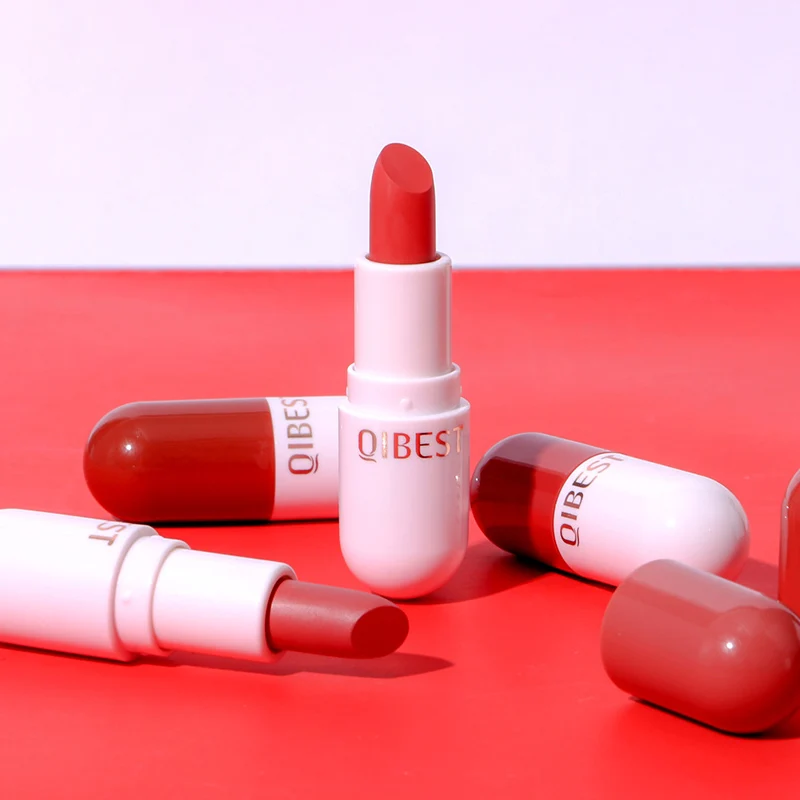 

Cute Mini Lipstick 6 Colors Optional QIBEST Capsule Lipstick Long-lasting Non-fading Waterproof Pill Lip Gloss Cosmetics Makeup