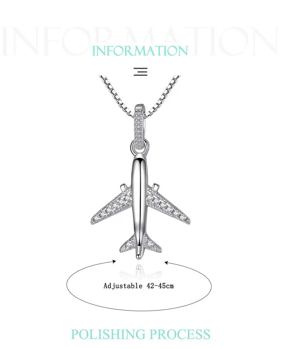 Wholesale 5PCS Crystal Aircraft Airplane Necklace 925 Sterling Pendant Necklace Birthday Party Jewelry Gift