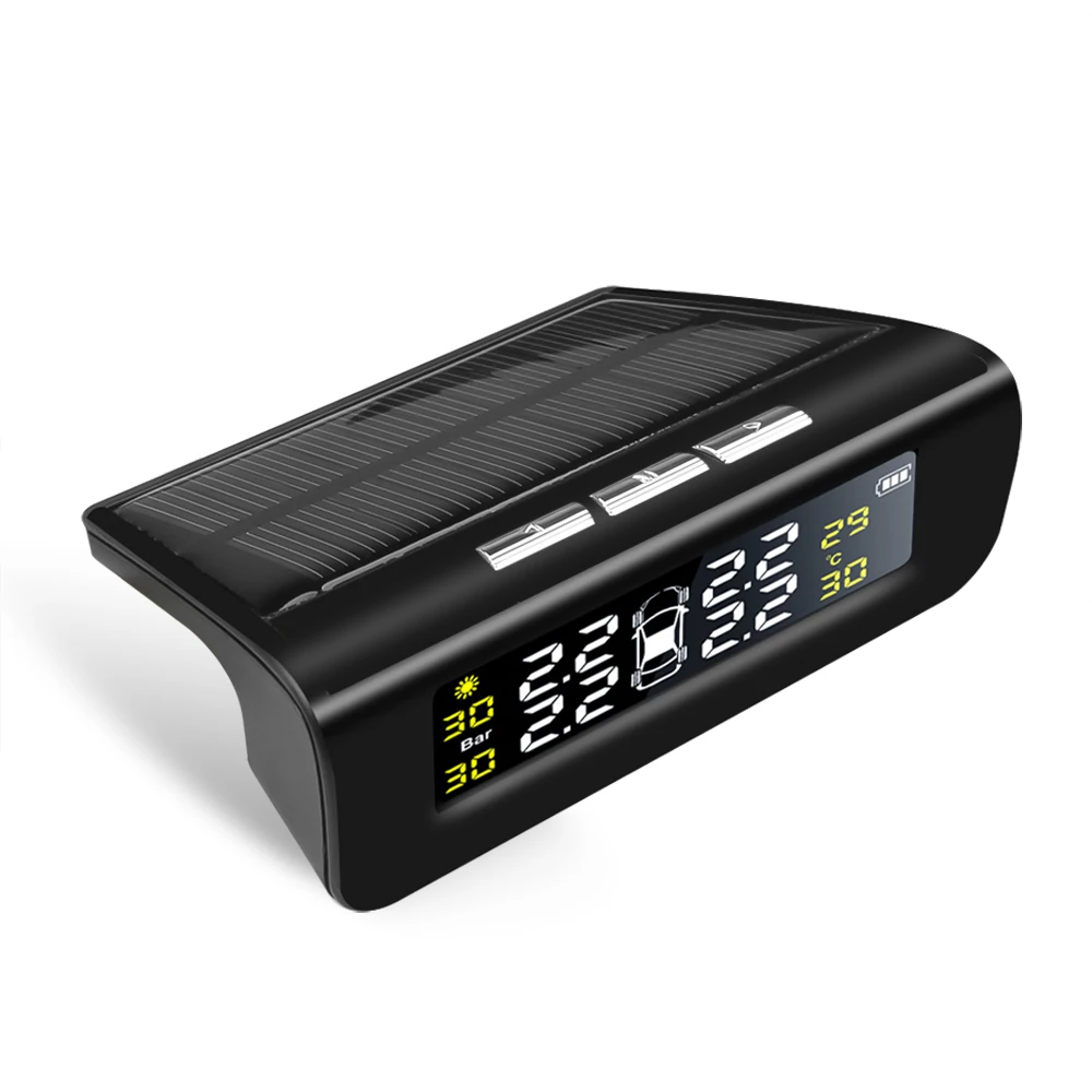 Система контроля давления в шинах TPMS 4 датчика ЖК дисплей USB зарядка от солнечной