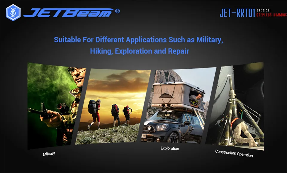 Jetbeam RRT01 Cree XPL светодиодный бесступенчатый Тактический светильник с затемнением, походный разведочный фонарь светильник с батареей Mirco USB 16340