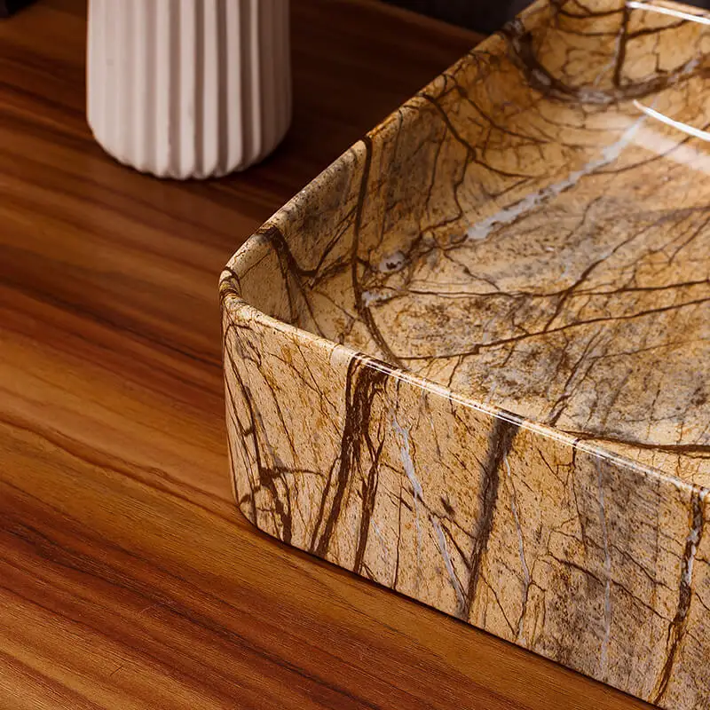 Винтаж арт настольная раковина бытовой Ванная комната керамический умывальник