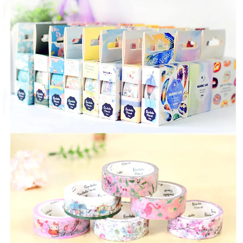 

8 Types Decoration Tape Paper Washi Set Masking Tapes Decorative Adhesive Tape Sticker Scrapbooking Planner Stationery