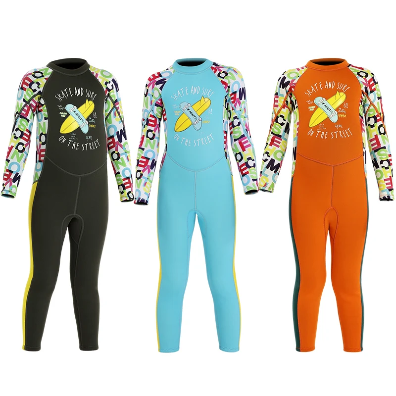 

Boys Skate Printing Surf Jellyfish Wetsuits For Girls Children 2.5mm Neoprene Diving Suit Long Sleeves Boy Swim Suit Swimwear
