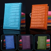 travel accessories crocodile grain pu leather passport holder id cover portable bank card passport business wallet case