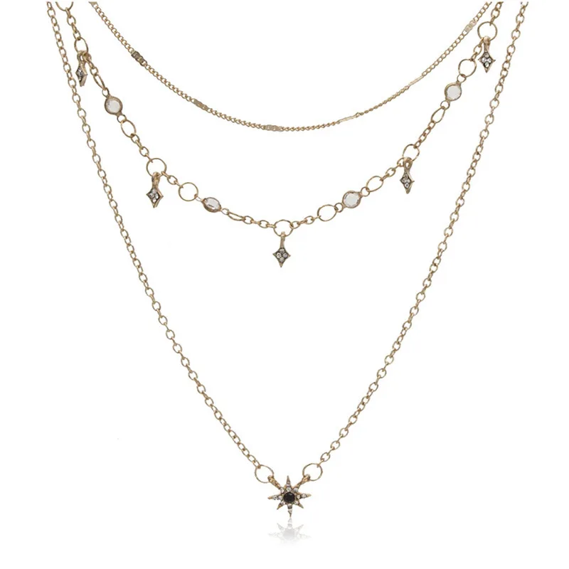 Новое Женское многослойное золотое ожерелье Модные ювелирные изделия для