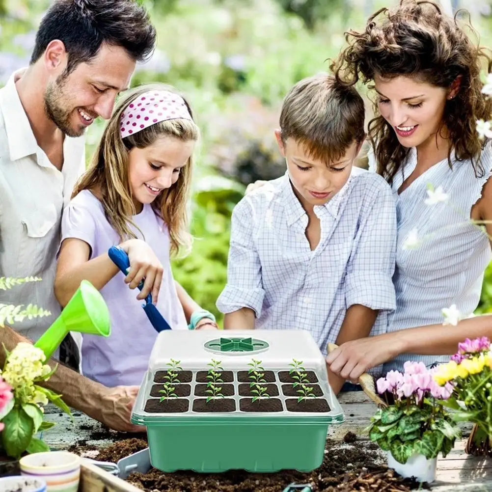 

12 Hole Plastic Nursery Pots Planting Seed Tray Kit Cells Seed Tray Grow Box Seedling Starter Germination Kit Garden Grow Box
