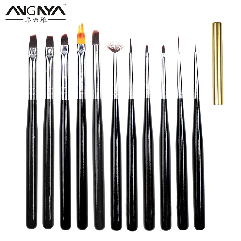 

ANGNYA High Quality Gel Polish Nail Brush for Pro Nail Art Decoration Manicure Tool 11Pcs/Set 3D Pen Gel Liner Acrylic Brushes