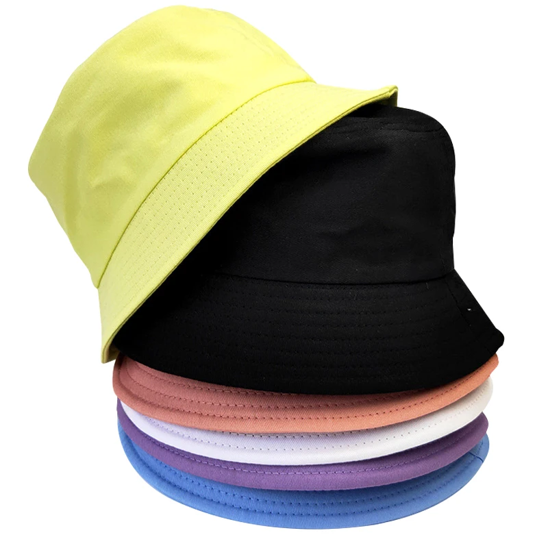 Summer Spring Cotton Baby Bucket Hat For Children Boy Girl Sunscreen Panama Beach Cap Macaron Pure Color Outdoor Fisherman Hat