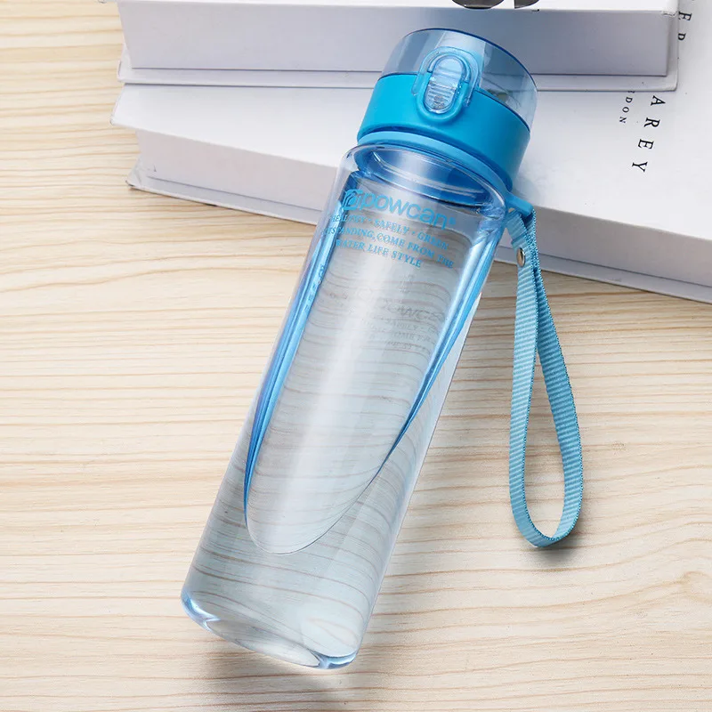 Transparent blue Спортивные бутылки для воды дорожная бутылка для воды Минималистичная шейкер бутылки 400 мл/500 мл пластиковая Удобная походная бутылка - Цвет: Transparent blue