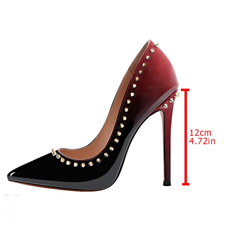 

WETKISS Stiletto Heels Rivets Pumps Pointed Toe Studded Bridal Fetish Thin High Heels Spiked Heel Dress Gradient Pumps