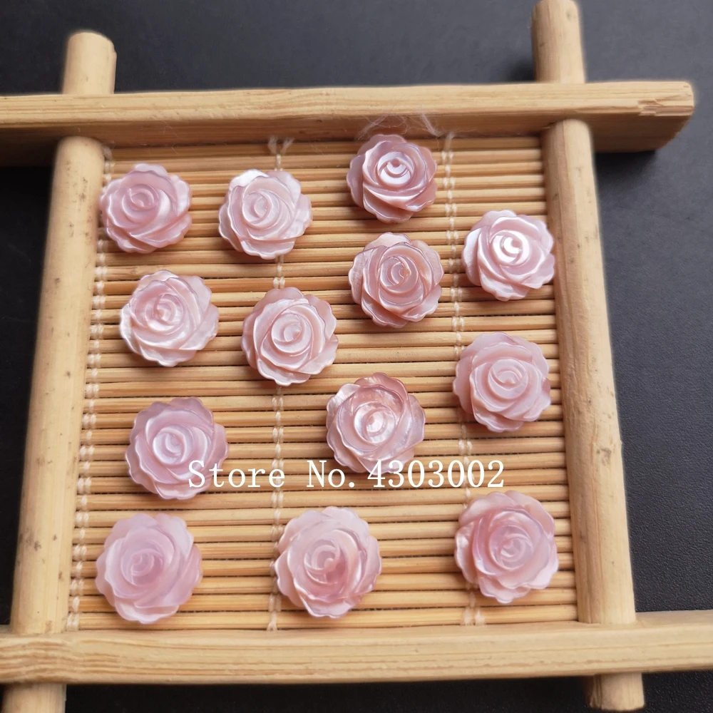 30pcs/lot 10mm Real Natural Flower Mother of Pearl shell Beads Drilled Pink Rose MOP Shell for DIY Jewelry | Украшения и