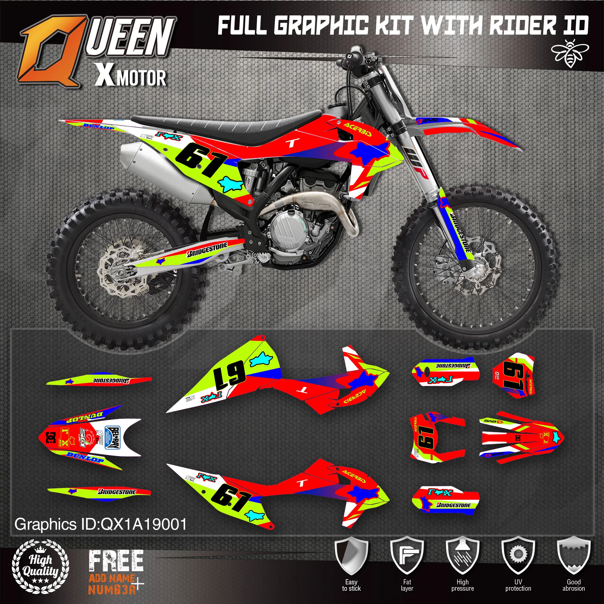 QUEEN X MOTOR Custom Team графические наклейки Набор наклеек для KTM 2019 2020 SX SXF 2021 EXC Φ 001 |