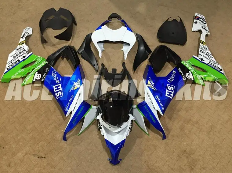 

Стильный новый комплект обтекателей для мотоцикла ABS для kawasaki Ninja ZX-10R ZX10R 2008 2009 2010 08 09 10, комплект обтекателей синего и зеленого цвета