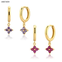 andywen 925 sterling silver gold rose red purple drop earring women luxury fashion piercing rock punk jewelry ohrringe pendiente