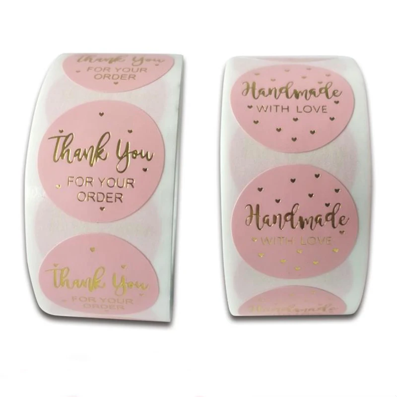 

500PCS Handmade with Love Labels Seal Thank You Stickers Adhesive Paper Thank You for Your Order Scrapbook Stationery Supplies