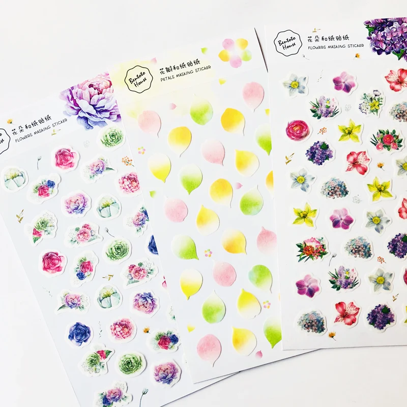 

1 Sheet Floral and Petals Decorative Stickers DIY Sealing Paste Stick Label