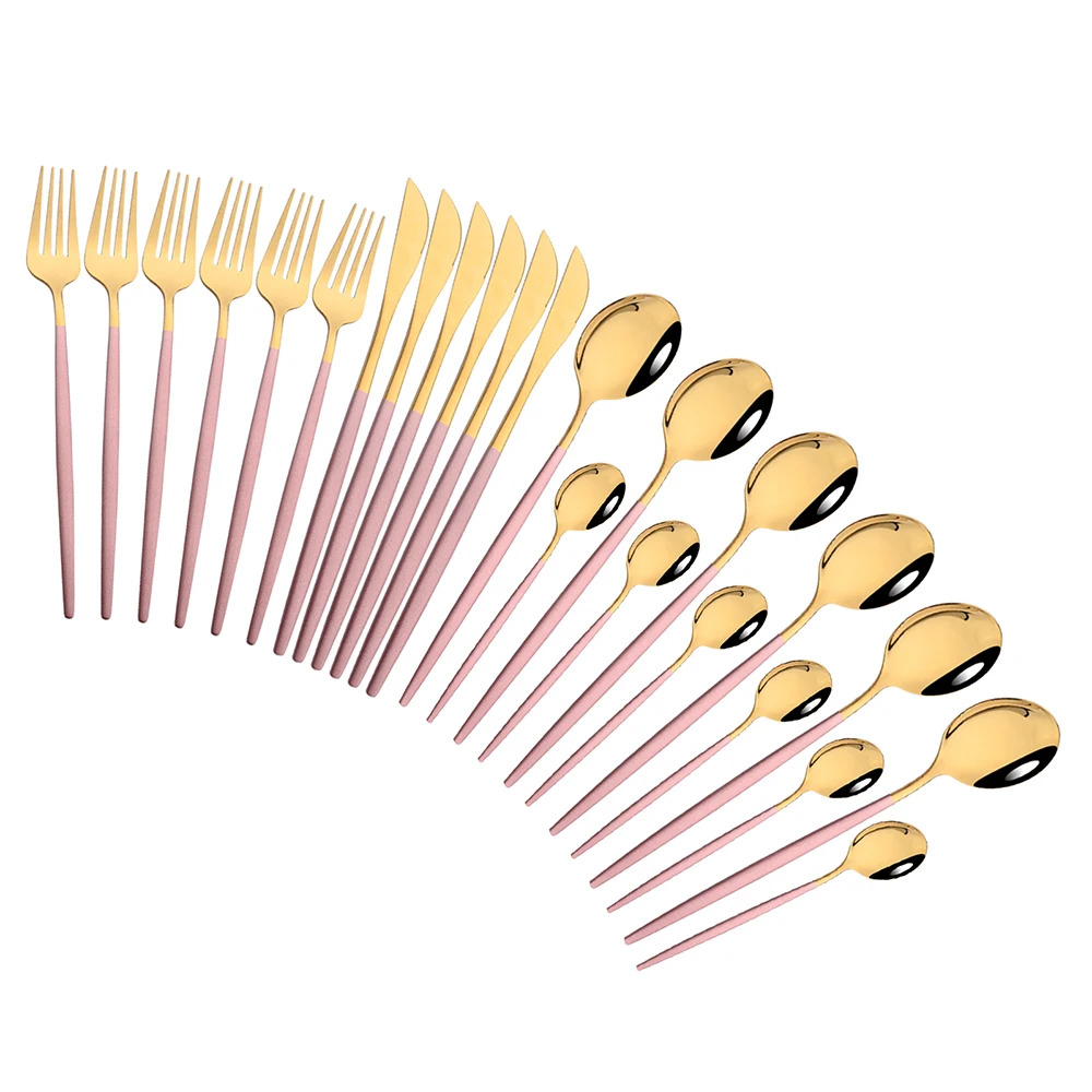Stainless Steel Dinnerware Set 24pcs Knives Forks Coffee Spo