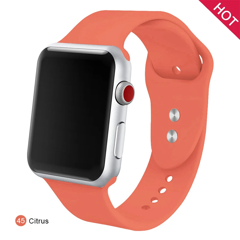 Ремешок для часов для Apple 38 мм 42 мм iWatch 5 ремешок 44 мм 40 мм Ремень спортивный силиконовый браслет часы аксессуары для Apple 5 4 3 2 1 - Цвет ремешка: 45