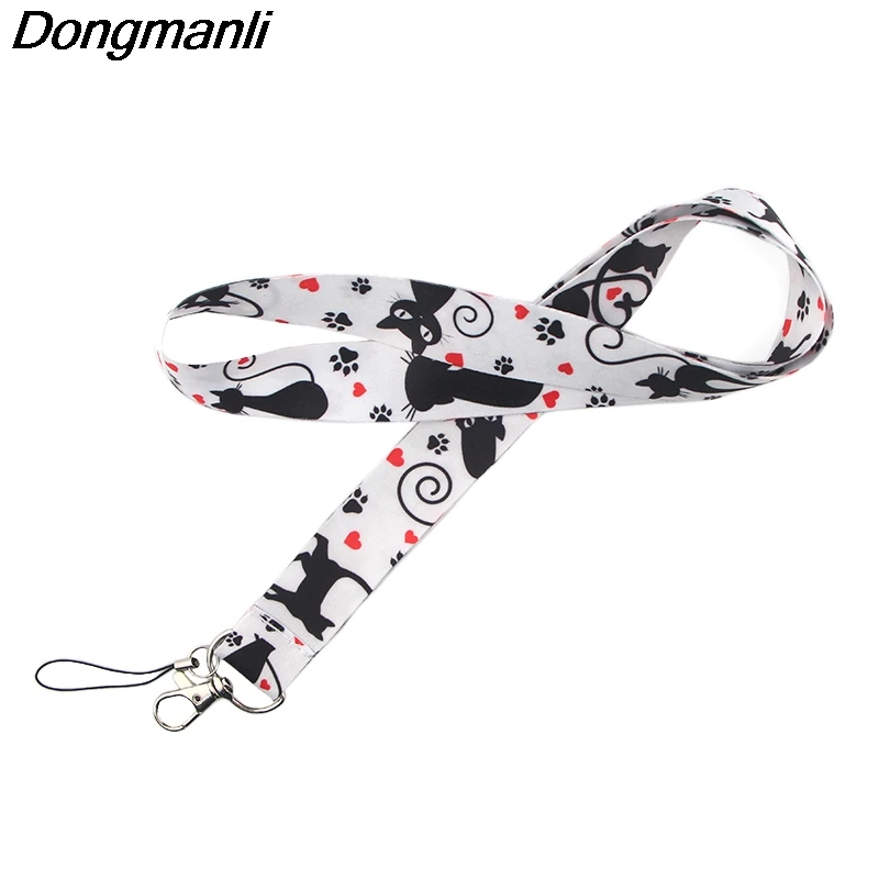 PC218 Black Cat Lanyards ID Badge Holder Card Pass Mobile Phone Straps Key Keychain | Мобильные телефоны и аксессуары