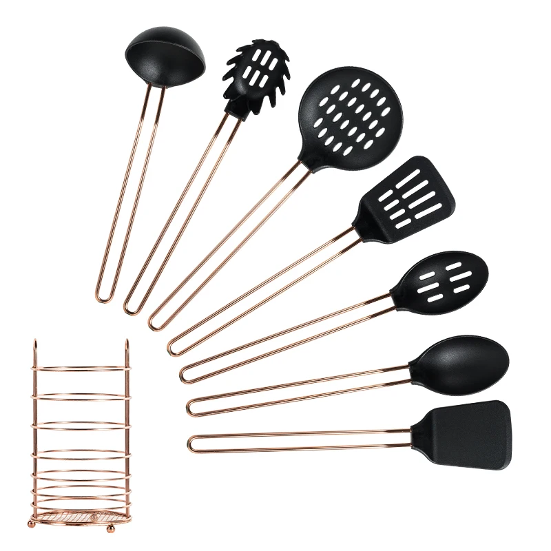

8PCS Silicone Cooking Utensils Set Stainless Steel Handle Non-stick Spatula Cookware Set Hangable With Storage Box Kitchen Tools