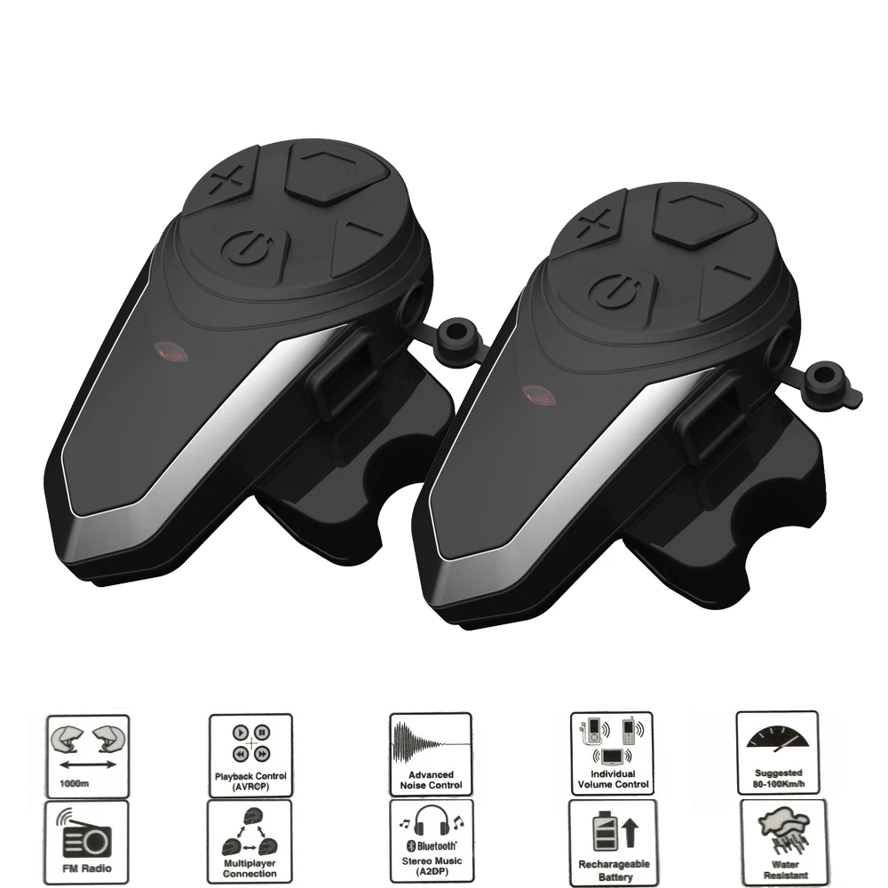 

2Pcs/lot BT-S3 1200M Motorcycle Bluetooth Helmet Headsets BTS3 Intercom for Riders Wireless Intercomunicador Interphone MP3 FM