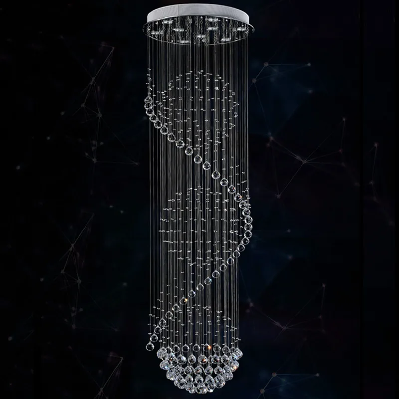 

Modern Stair Lighting Crystal Chandeliers Light Luxury Lamps Spiral Staircase Lights Lustre Cristal Chandelier Ceiling Deco Lamp