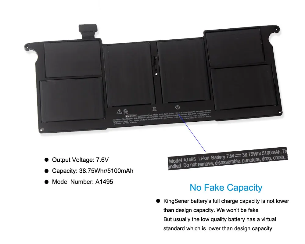 Аккумулятор KingSener A1495 для ноутбука Apple MacBook Air 11 дюймов A1465(2013) MD711LL A MD711 MD712 B 020 8084