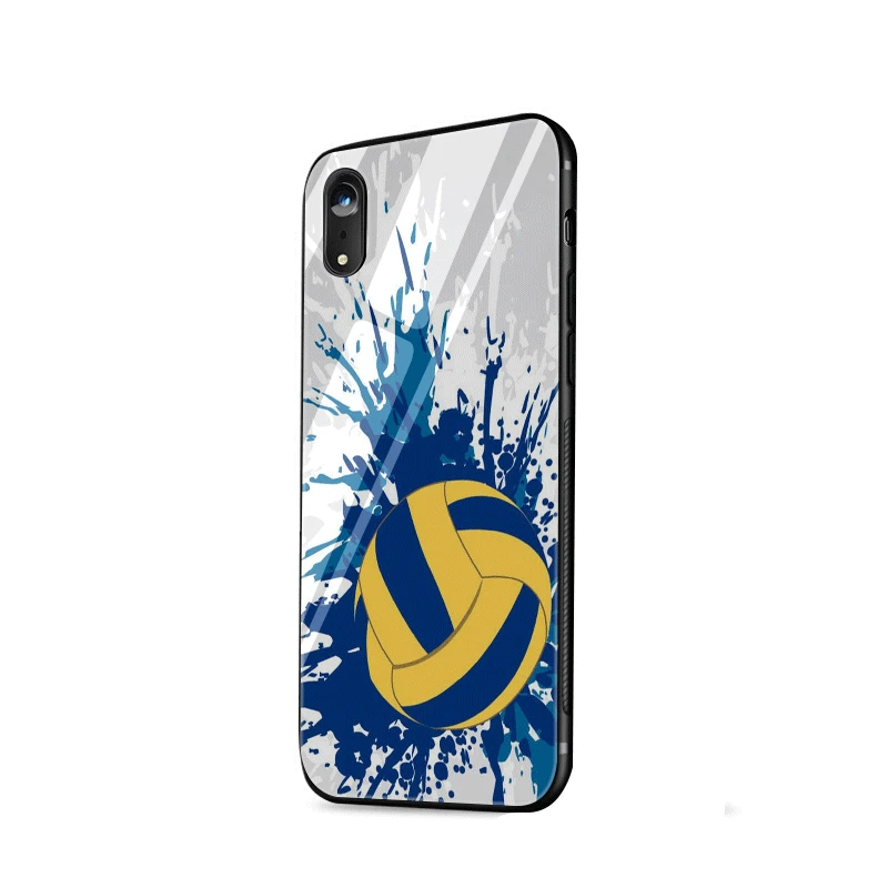 Volleyball Painted Glass Case For iPhone 5 5s SE 6 6s 7 8 Plus 11 Pro X XR XS Max Cover |