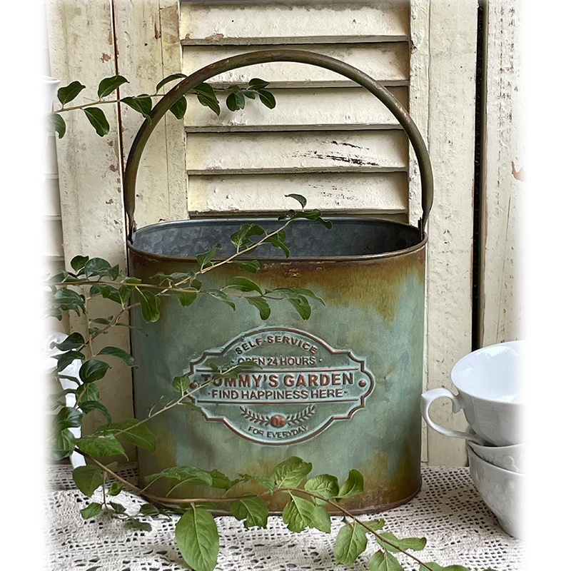 

Zinc Vintage Retro Basket Storage Organizer for Home and Garden