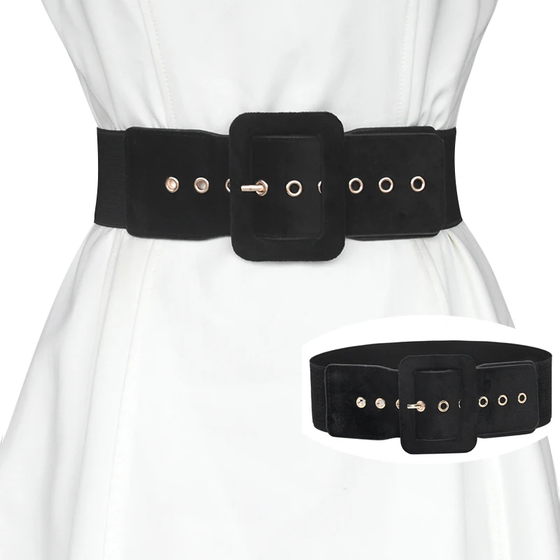 Ремень женский из шерстяной ткани роскошный брендовый широкий пояс с квадратной