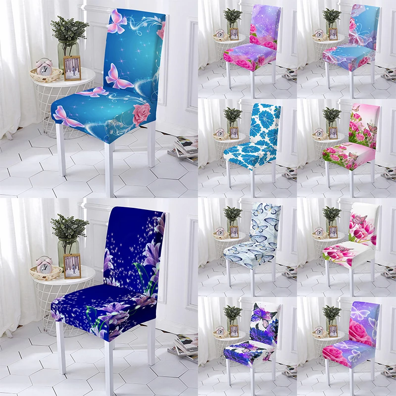 

Elastic Chair Cover for Kitchen Butterfly Anti-dirty Slipcover Modern Universal Seat Cover for Dining Room