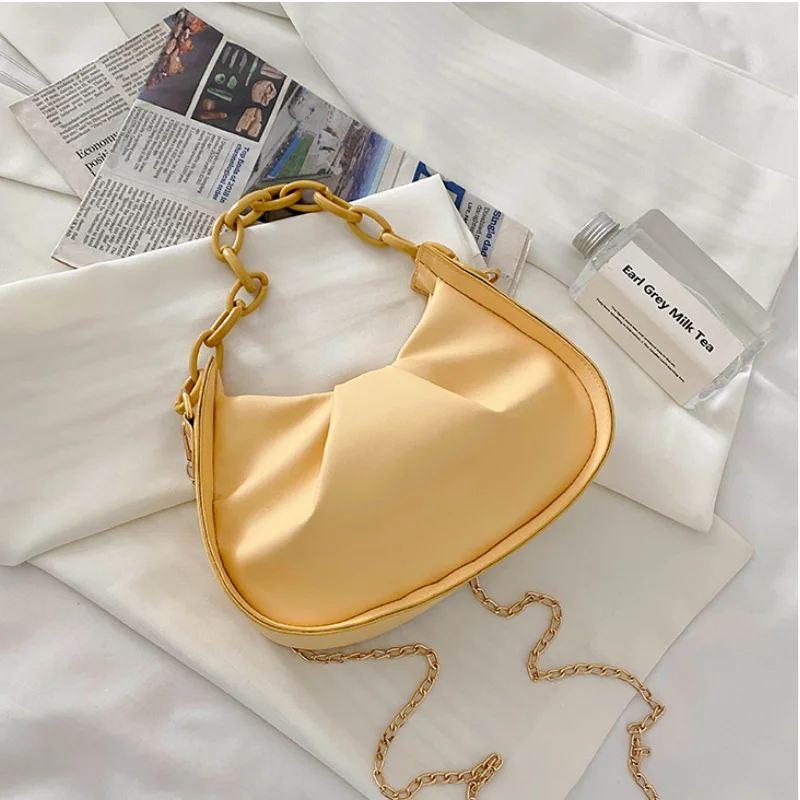 

Bags 2021 Women's Brand Soft PU Leather Ladies Chain Shoulder Underarm Bag Female Luxury Designer Handbags Purses Crossbody Bag