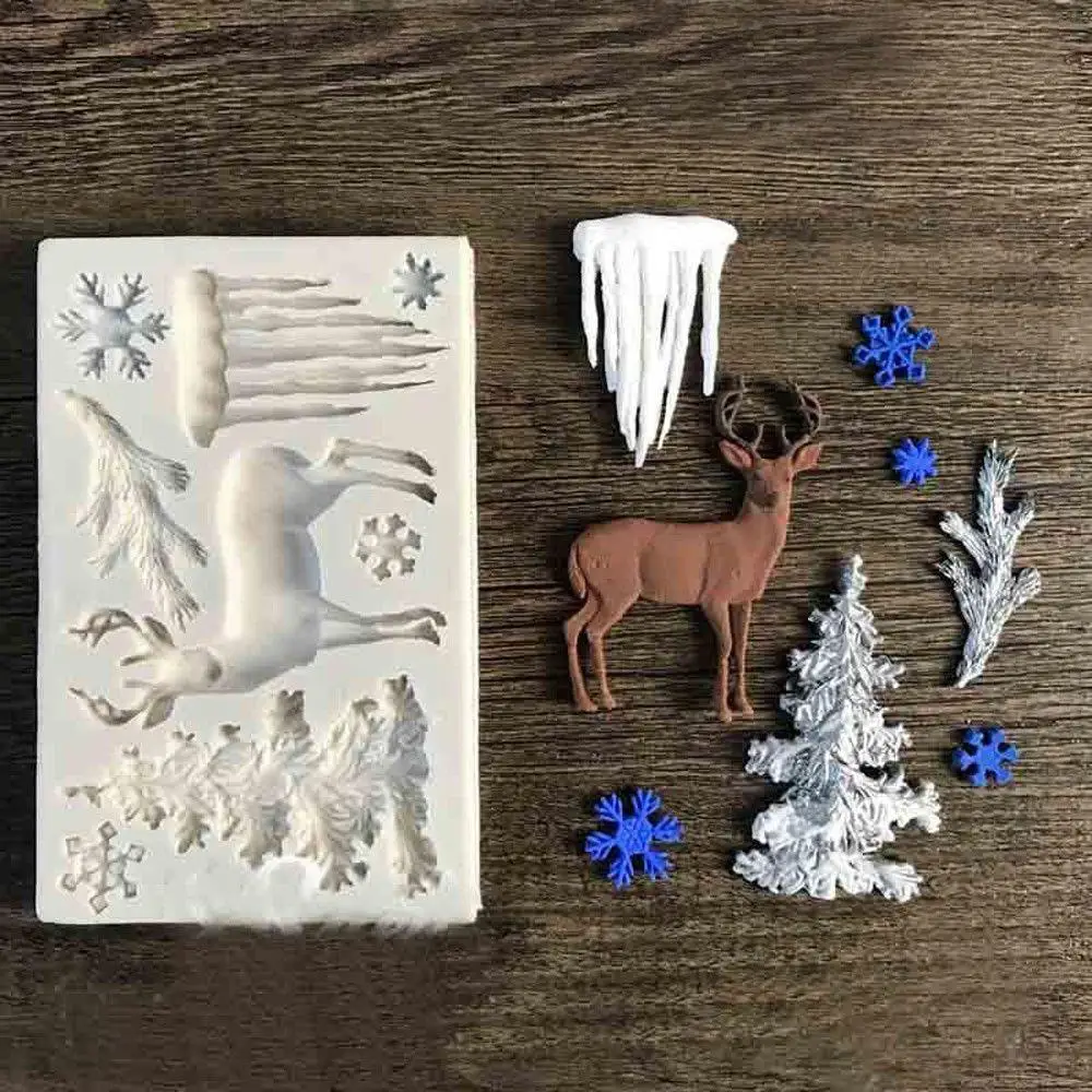 Снежинка ледник Лось Рождественская елка Fondant (сахарная) торт силиконовые формы